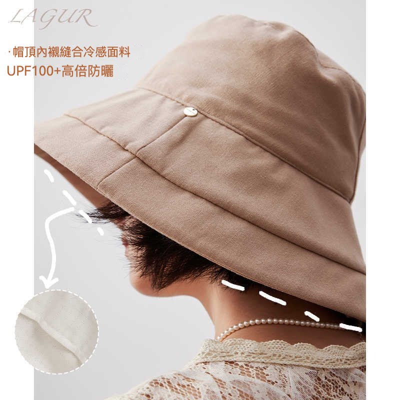 棉麻大檐防曬漁夫帽