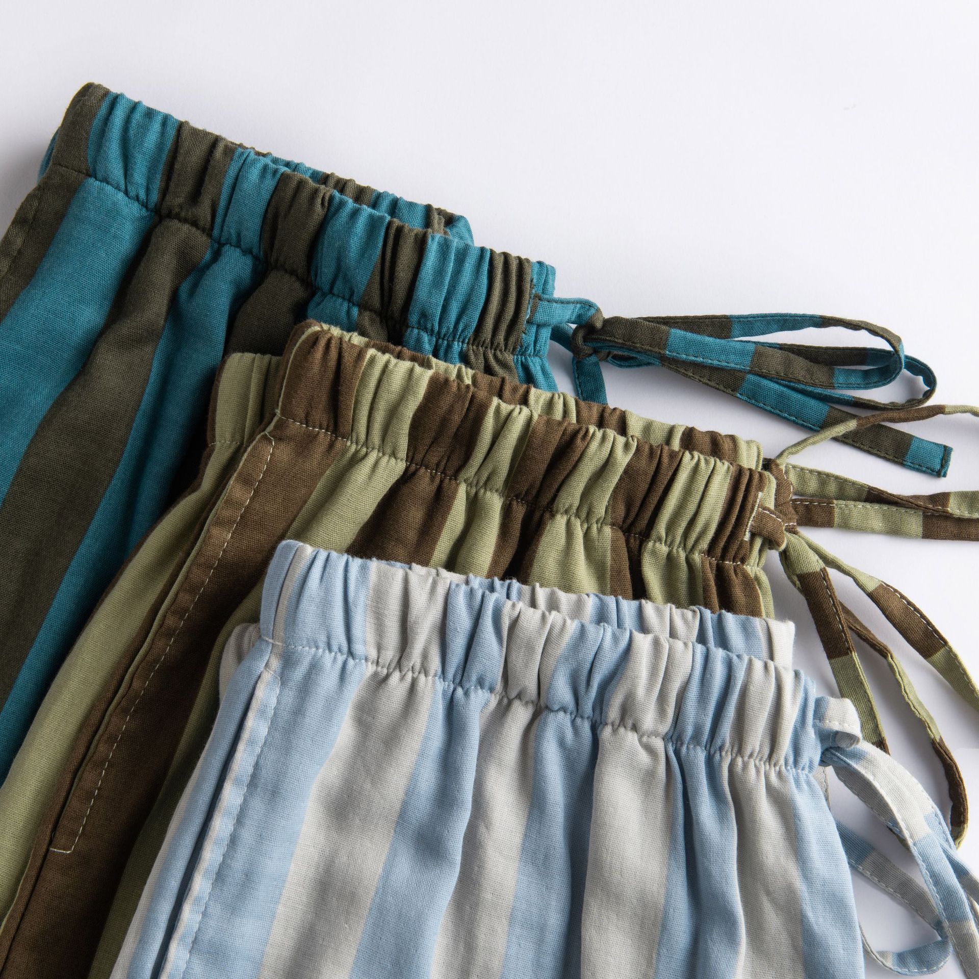 男士休閒薄款寬鬆純棉條紋睡褲可外穿