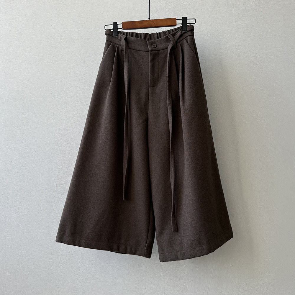 女士秋冬高腰高腰加厚七分闊腿褲