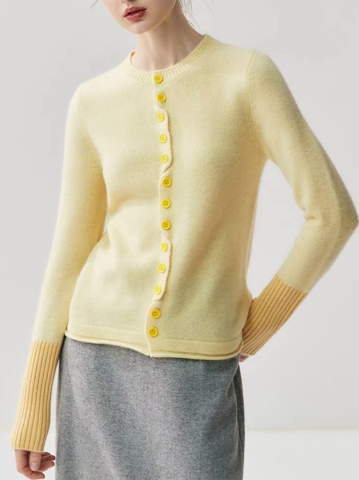 女士秋冬山羊絨色彩美學針織開衫