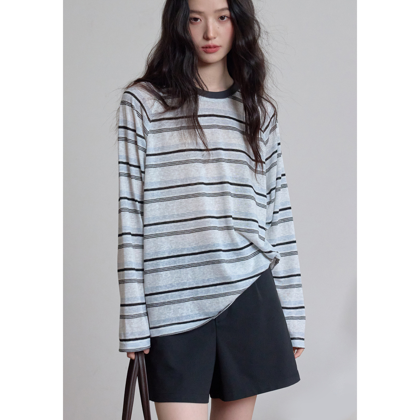 女春夏綠條紋防曬長袖T恤