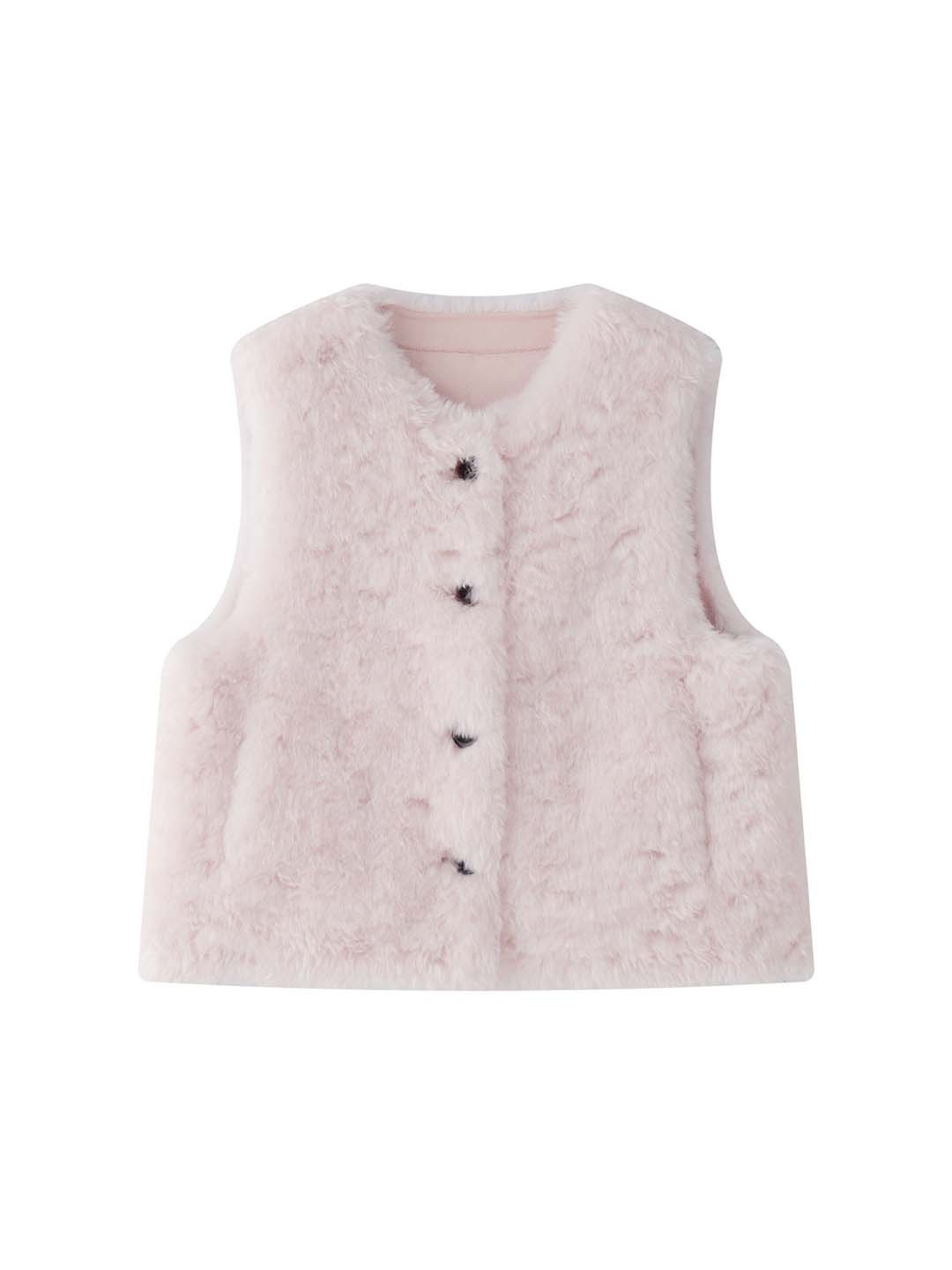 女士冬季單排扣仿馬毛馬甲