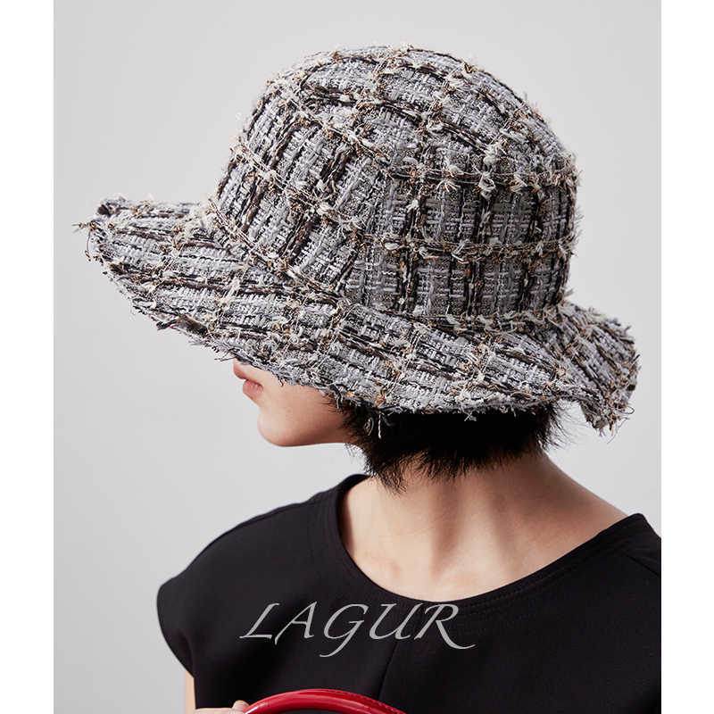 春秋粗花呢波浪漁夫帽