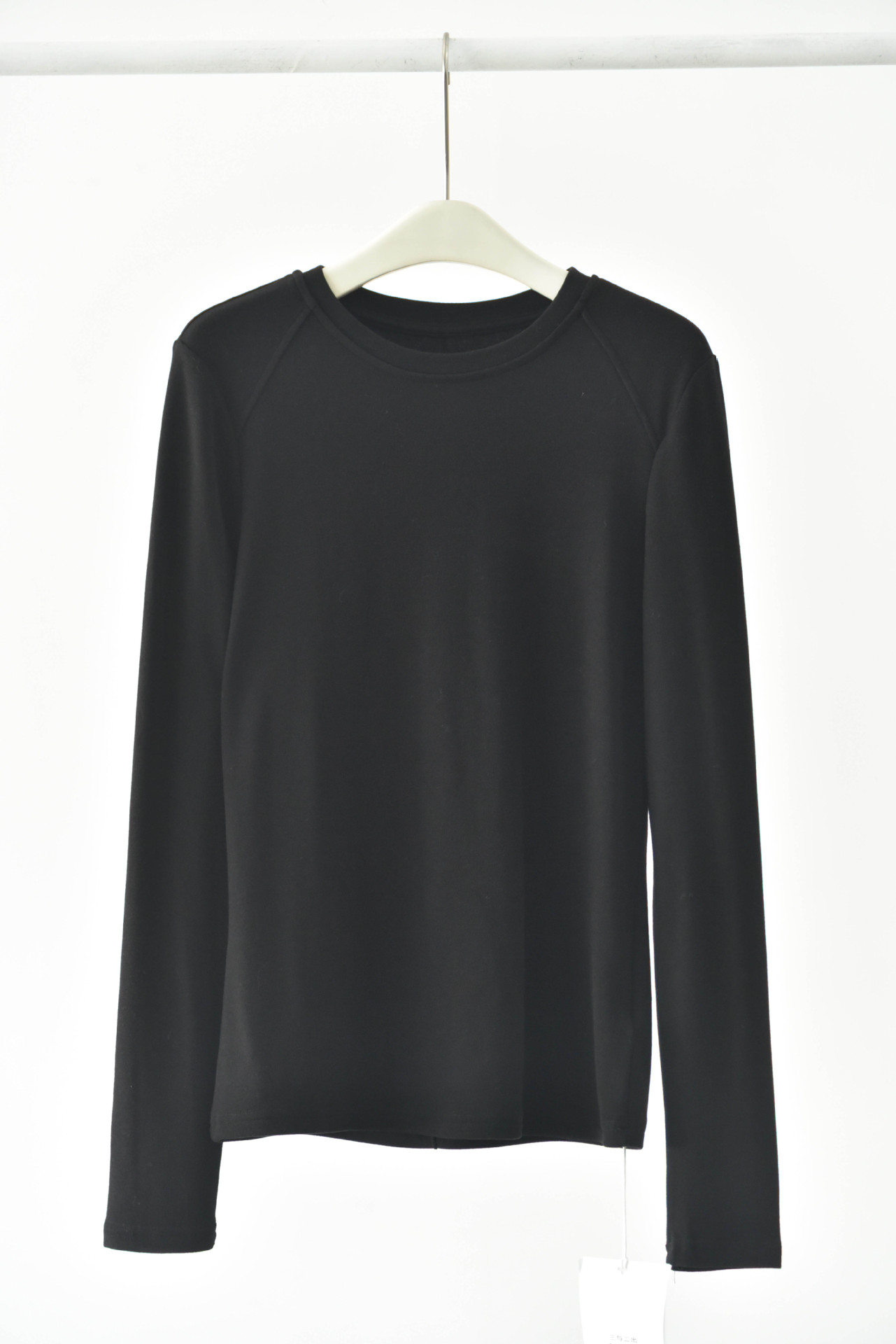 女士春秋軟糯幾件圓領拼縫插肩打底衫