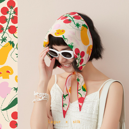 桑蠶絲蘋果集三角絲巾