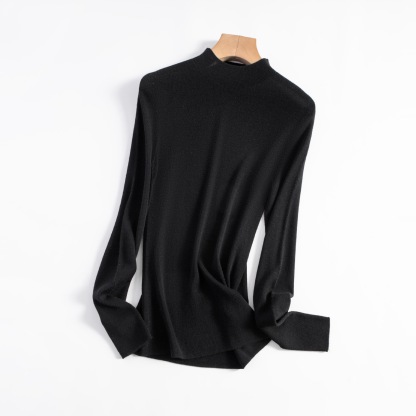 女士早秋無縫半高領100精仿羊毛打底衫