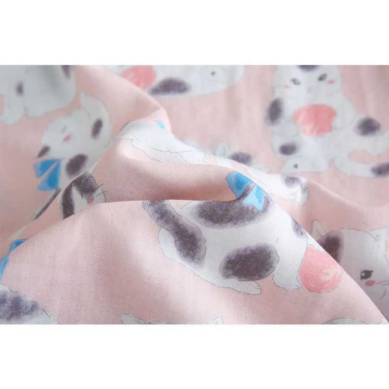 女士竹棉紗萌貓印花短袖短褲睡衣套裝