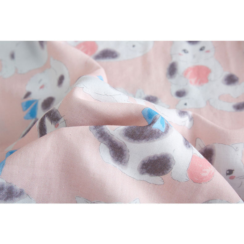 女士竹棉紗萌貓印花短袖短褲睡衣套裝