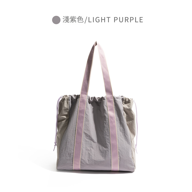 撞色抽繩尼龍可手提雙肩包