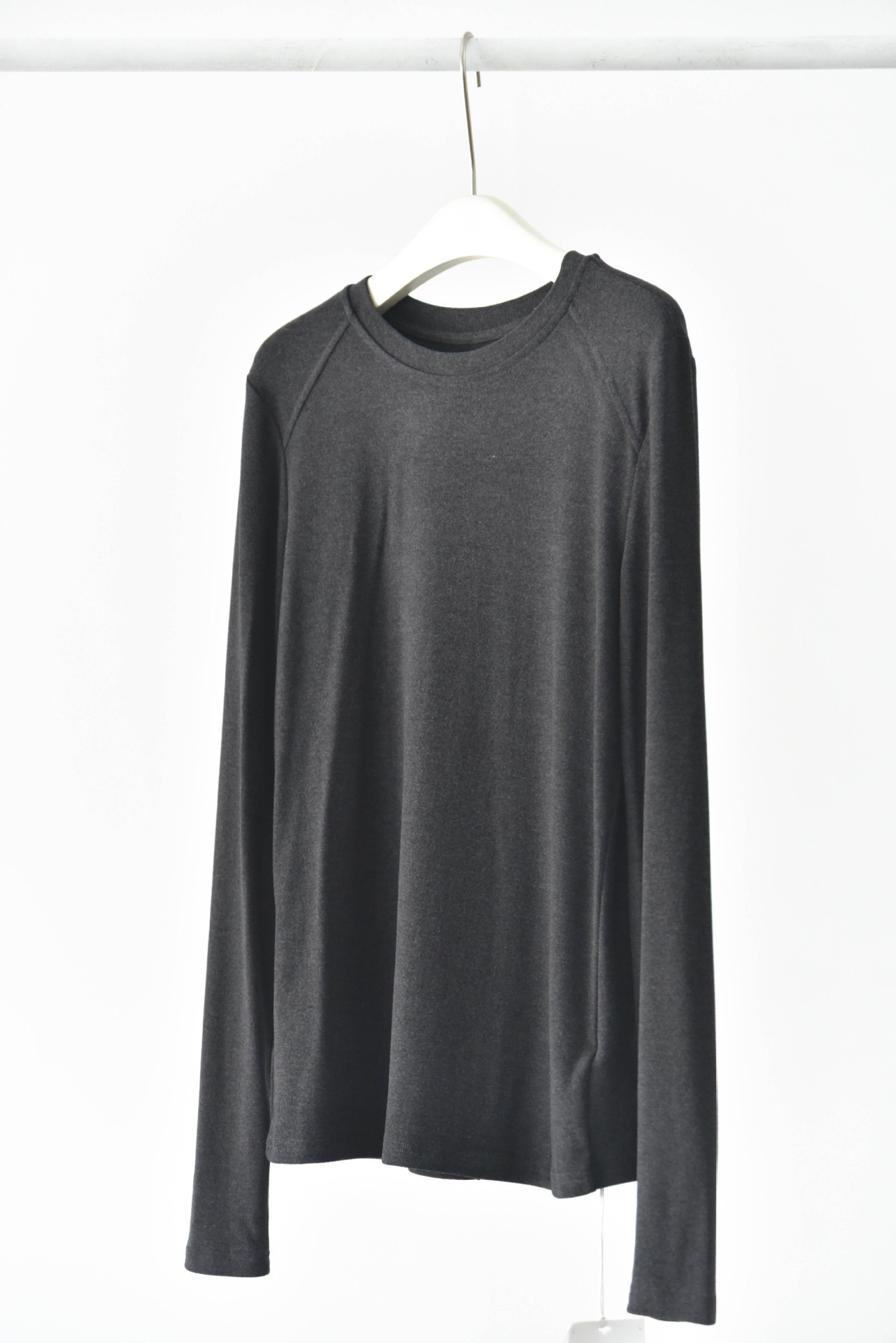 女士春秋軟糯幾件圓領拼縫插肩打底衫