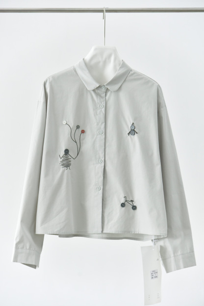 女童趣裝飾長袖襯衫