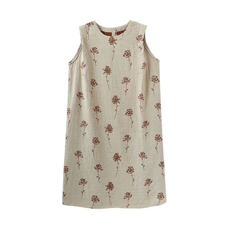 女士全棉色織提花雙層紗布國風無袖睡衣