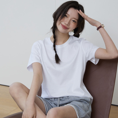 女春夏韓版絲光棉短袖T恤