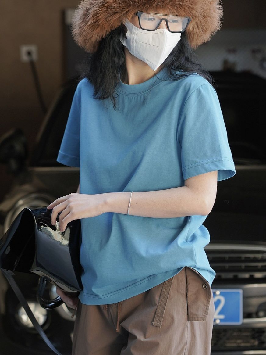 女夏簡約H型圓領短袖T恤