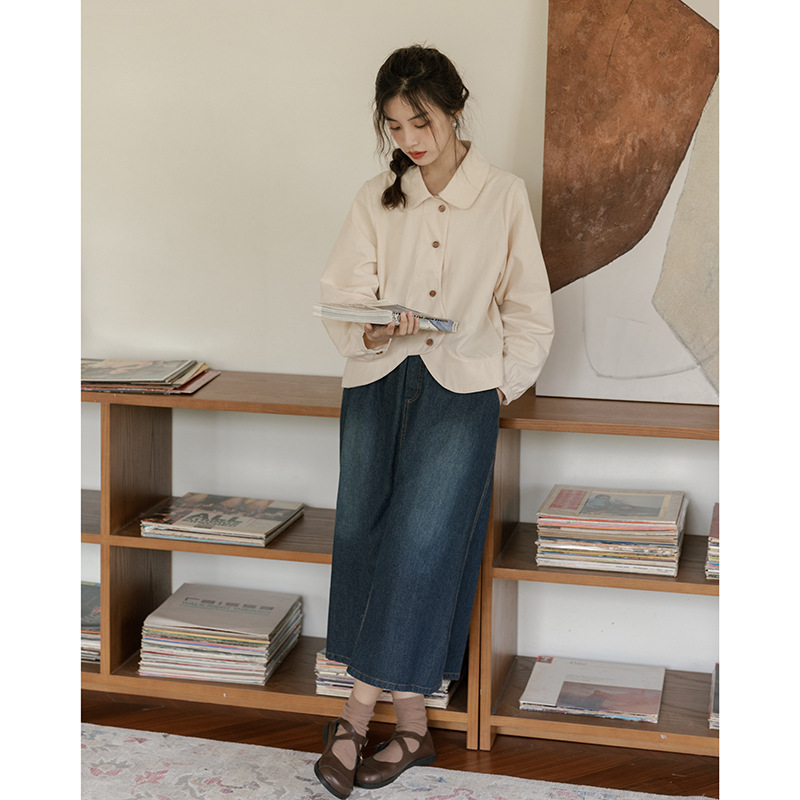 女士秋冬寬鬆純棉磨毛長袖襯衫