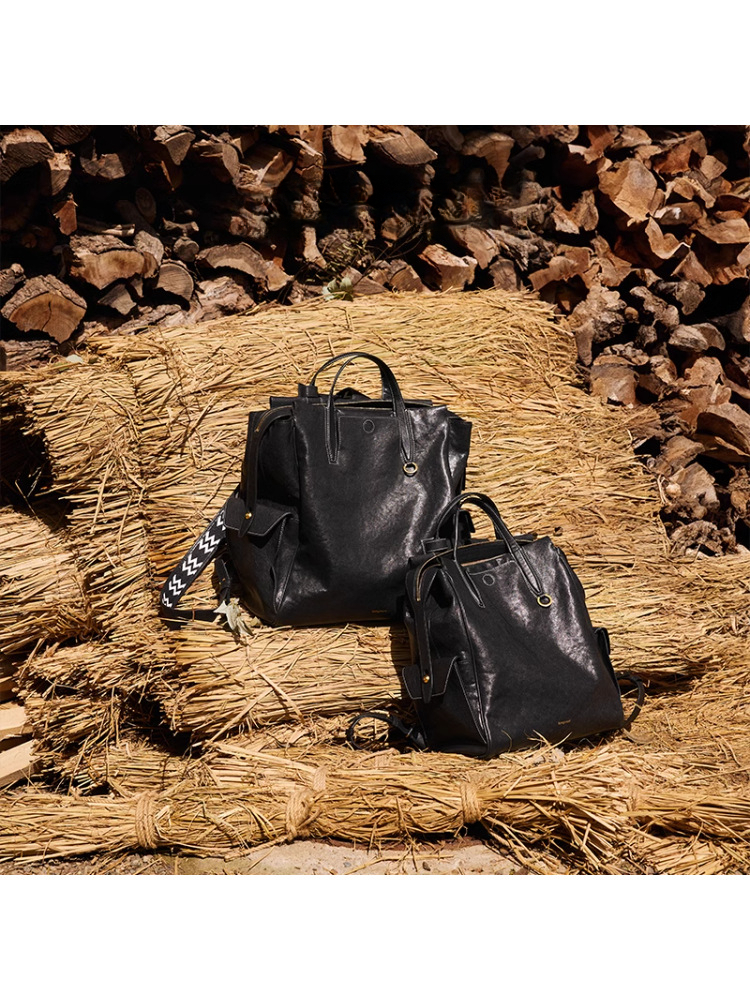 植鞣皮小號14寸電腦包雙肩包