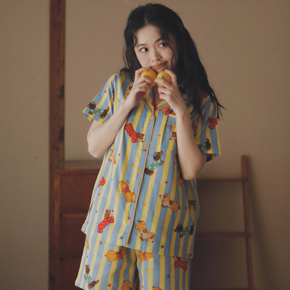 女款夏季純棉卡通短袖家居服