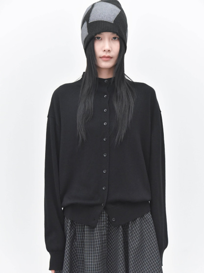 女士春秋溫柔色系羊毛混紡柔軟針織開衫