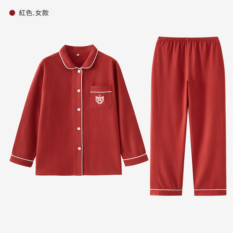 女士春秋純棉磨毛卡通長袖長褲居家服