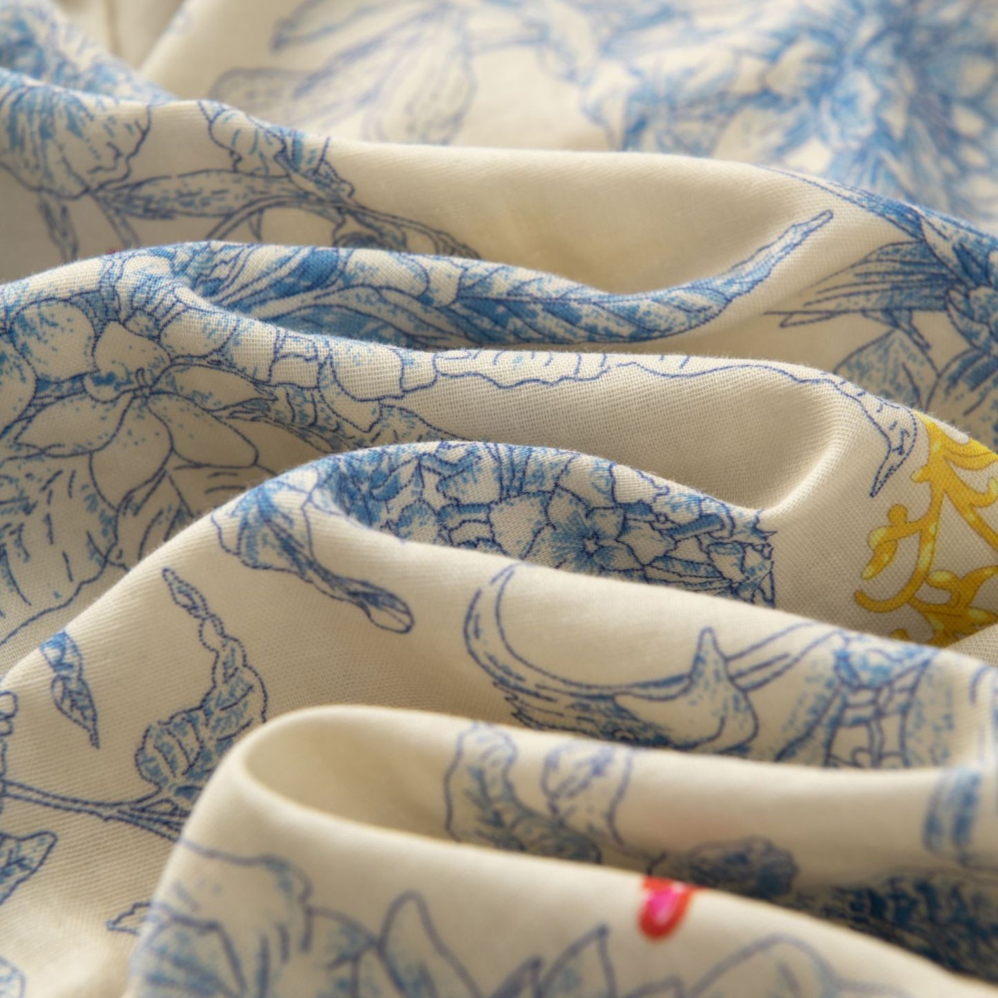 女士春夏莫奈花卉翻領長袖長褲睡衣