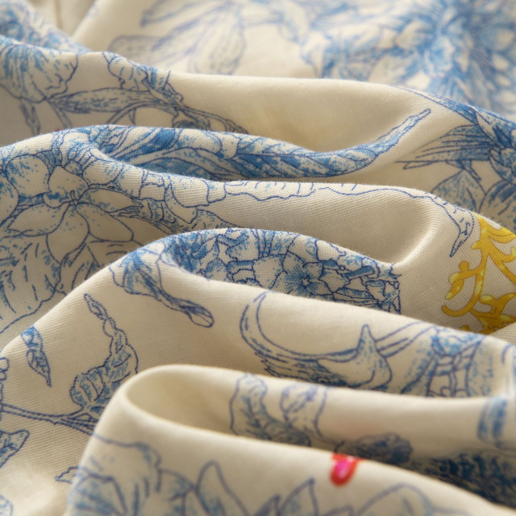 女士春夏莫奈花卉翻領長袖長褲睡衣