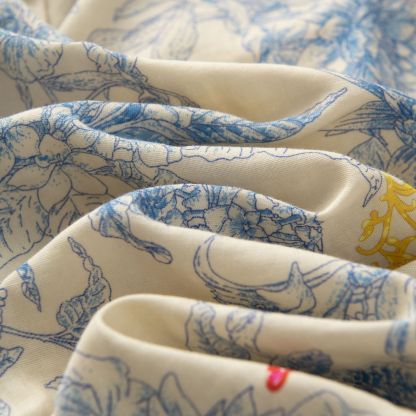 女士春夏莫奈花卉翻領長袖長褲睡衣