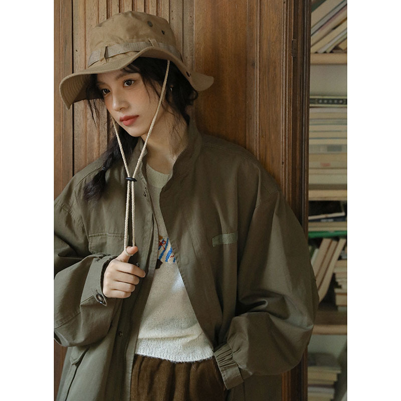 女士秋季重工水洗棉中長款外套