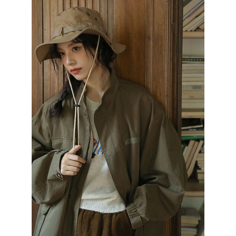 女士秋季重工水洗棉中長款外套