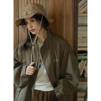 女士秋季重工水洗棉中長款外套