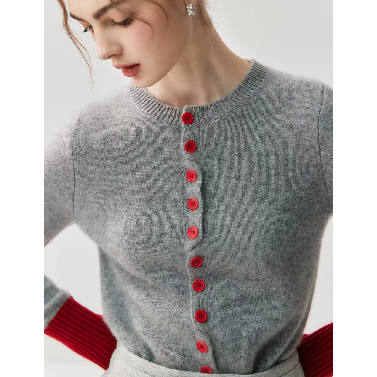 女士秋冬山羊絨色彩美學針織開衫