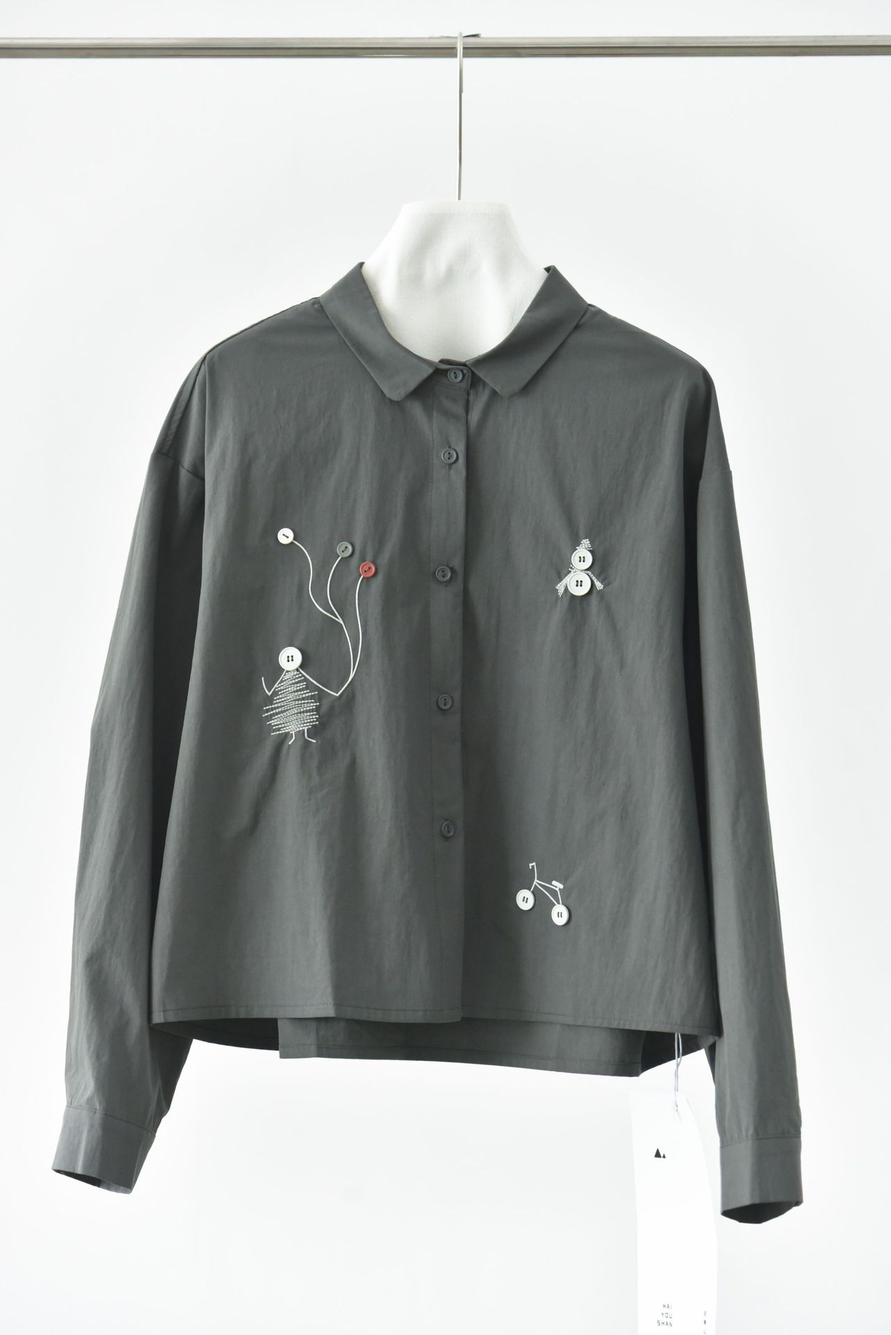 女童趣裝飾長袖襯衫