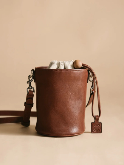 腋下單肩抽繩水桶包