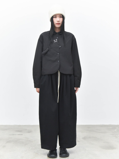 女士秋冬立體小貓尾巴充棉裝飾夾棉襯衫外套