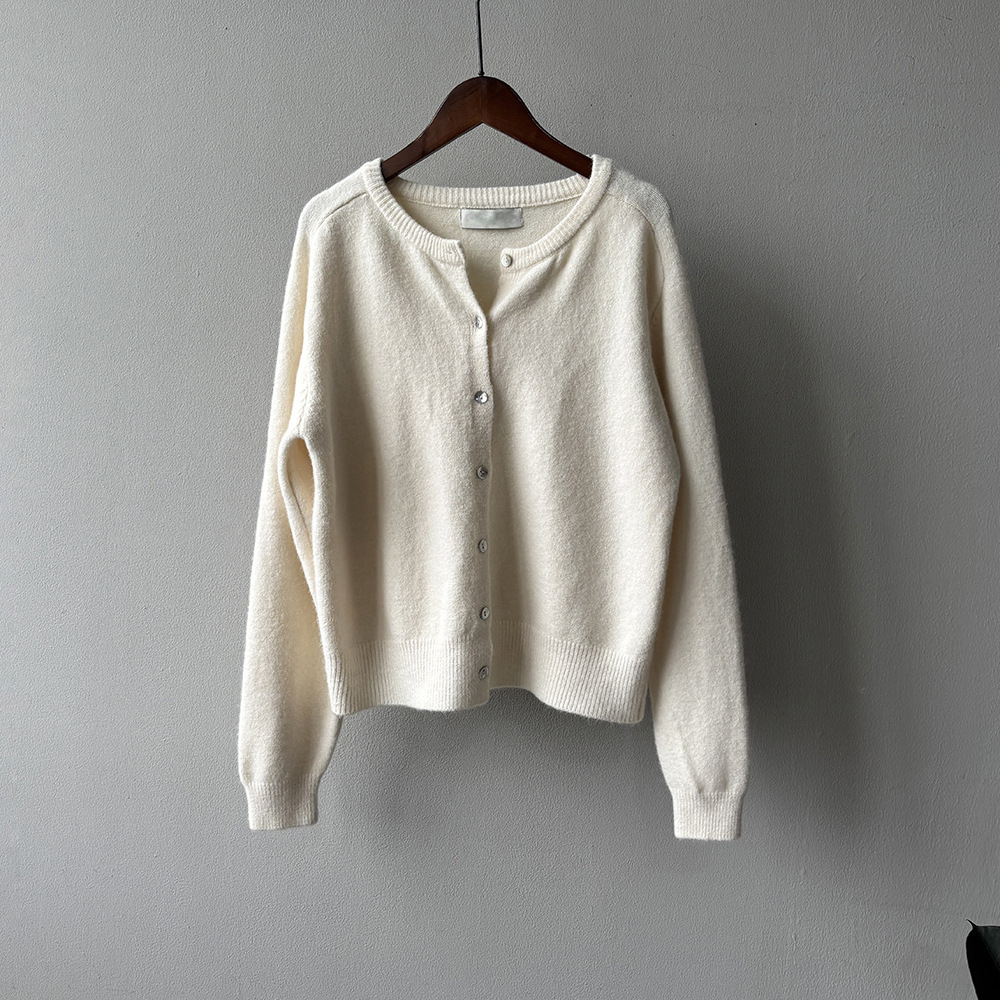 女士秋冬韓系多色圓領針織開衫