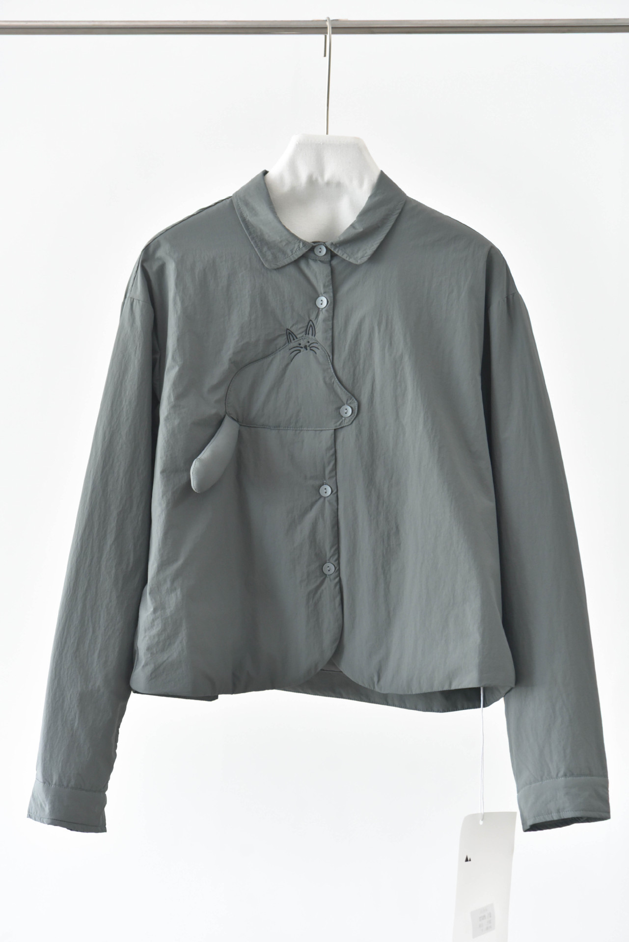 女士秋冬立體小貓尾巴充棉裝飾夾棉襯衫外套