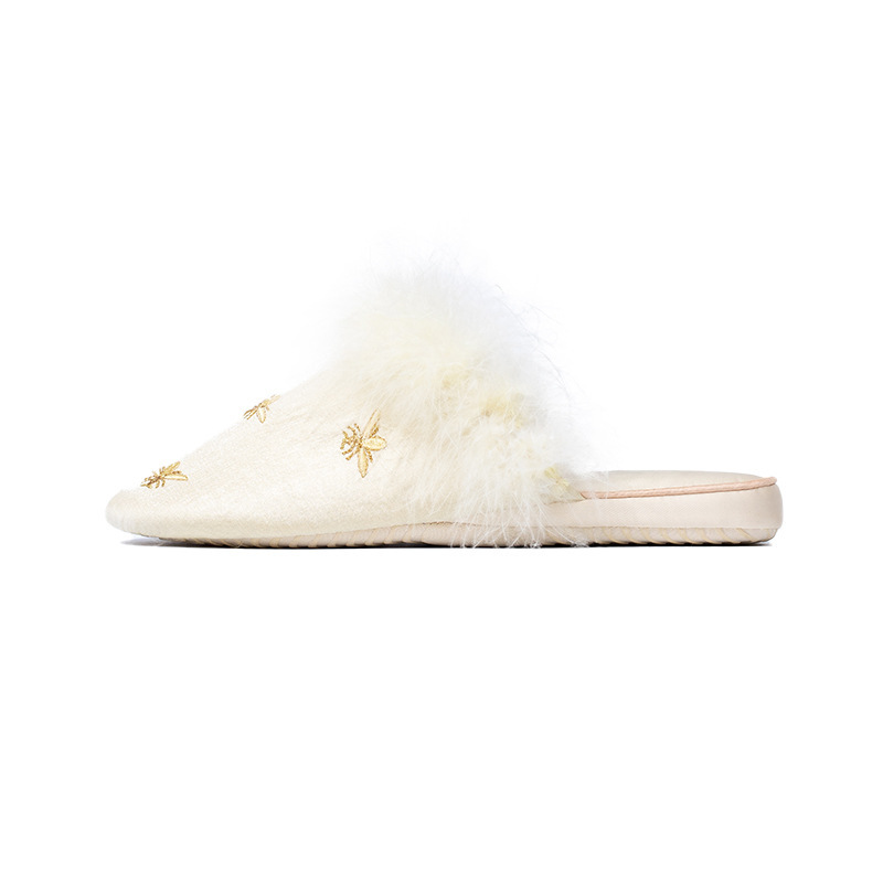 秋冬毛毛軟底紫色拖鞋