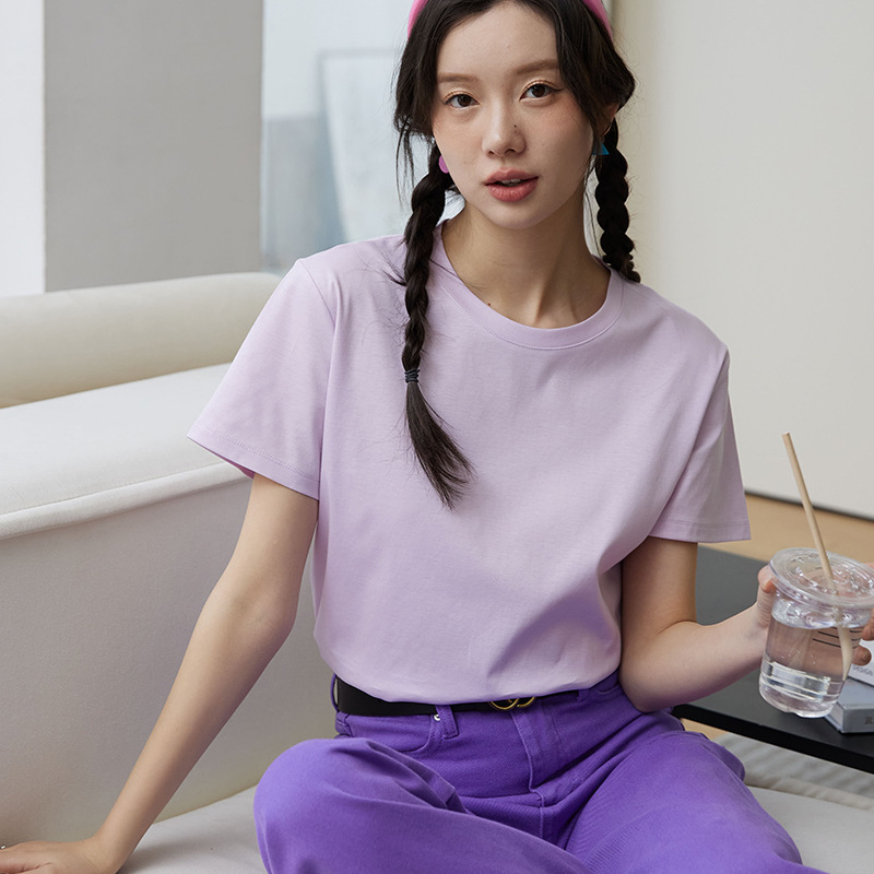 女春夏韓版絲光棉短袖T恤