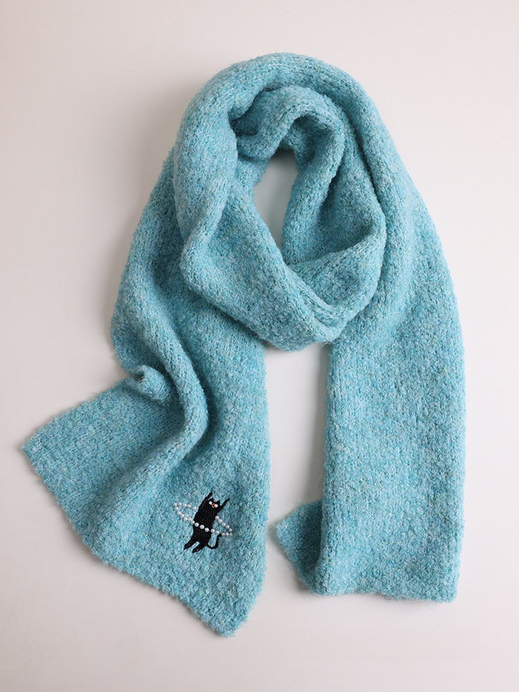 情侶款甜辣黑貓羊毛混紡圍巾