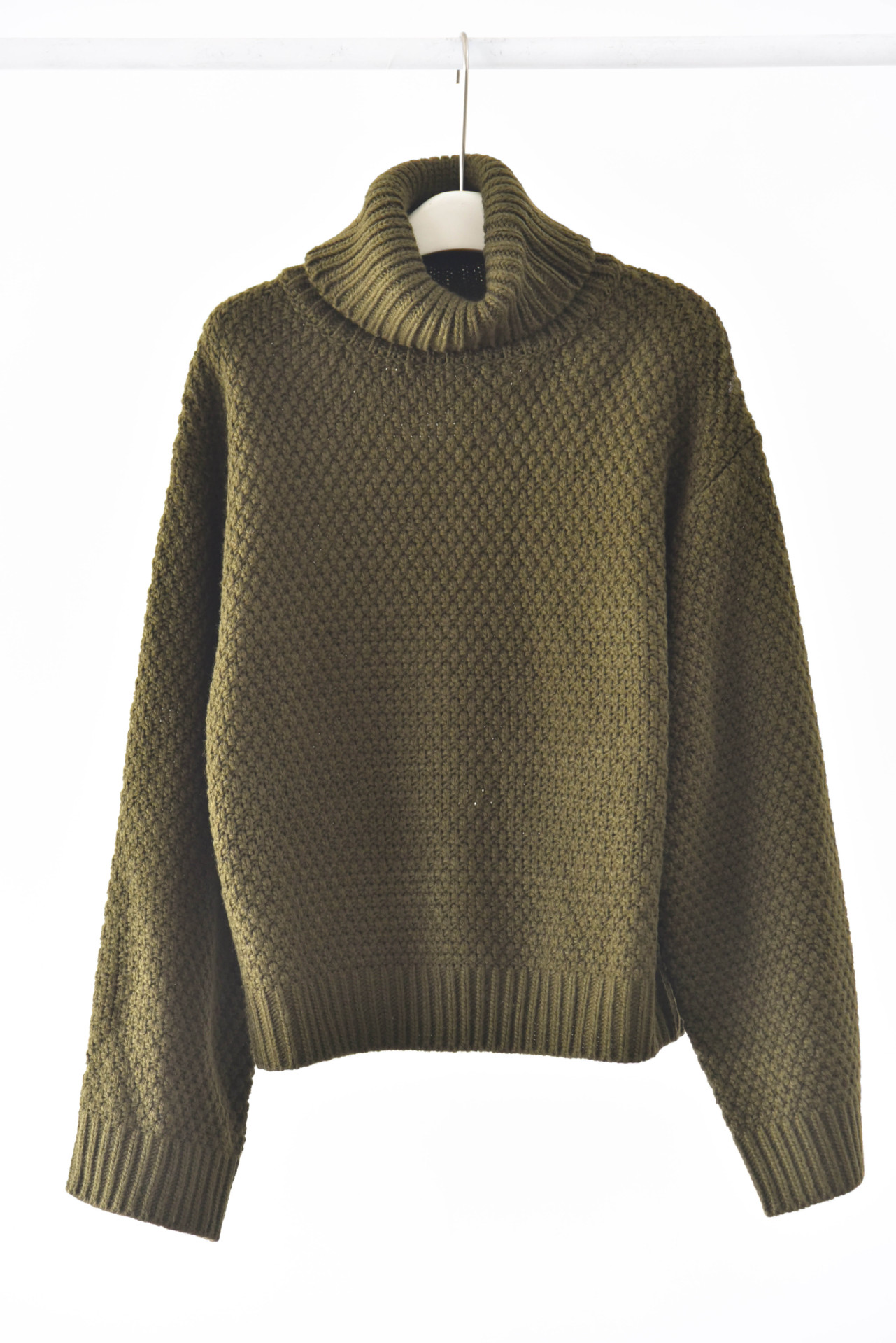 女士秋冬高領蜂窩形狀套頭毛衣