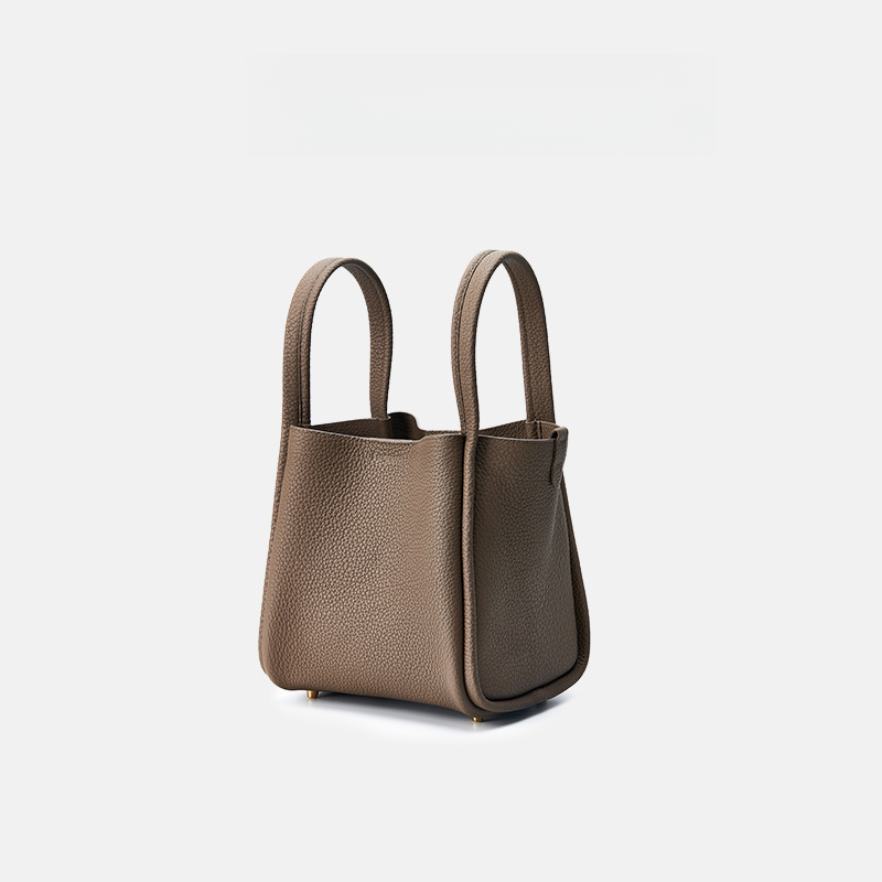 頭層牛皮鎖扣小號菜籃子水桶包