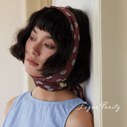 100%桑蠶絲波點長條絲巾