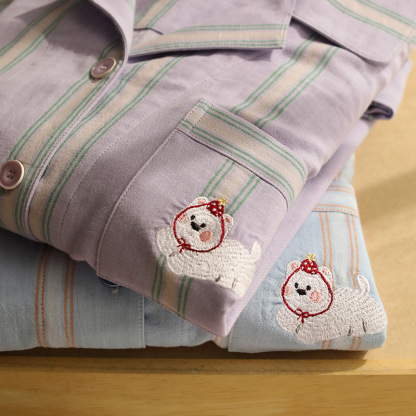 高級純棉棉紗簡約休閒家居服套裝情侶款