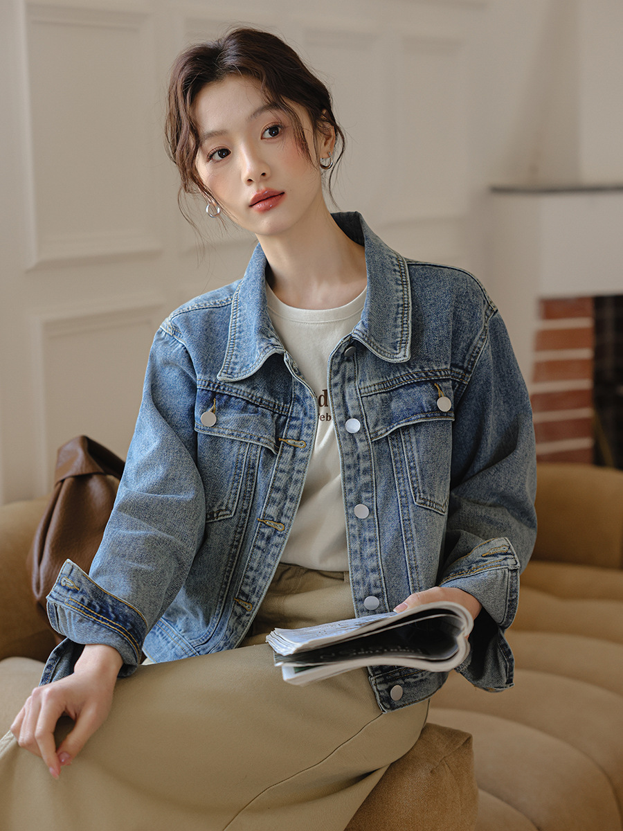女春秋美式水洗牛仔外外套