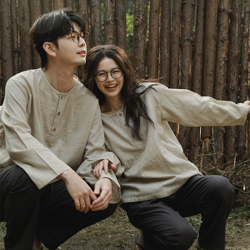 情侶春秋棉麻風居家服