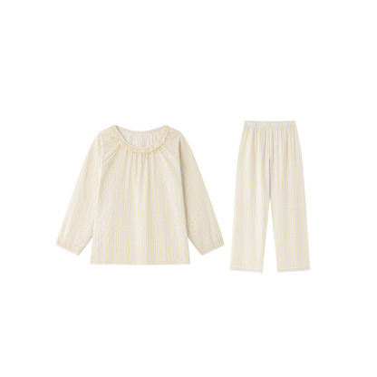 女款纯棉日系蕾絲邊長袖睡衣套装