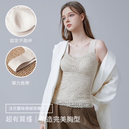 秋冬蕾絲德絨保暖寬肩帶內衣無痕美背