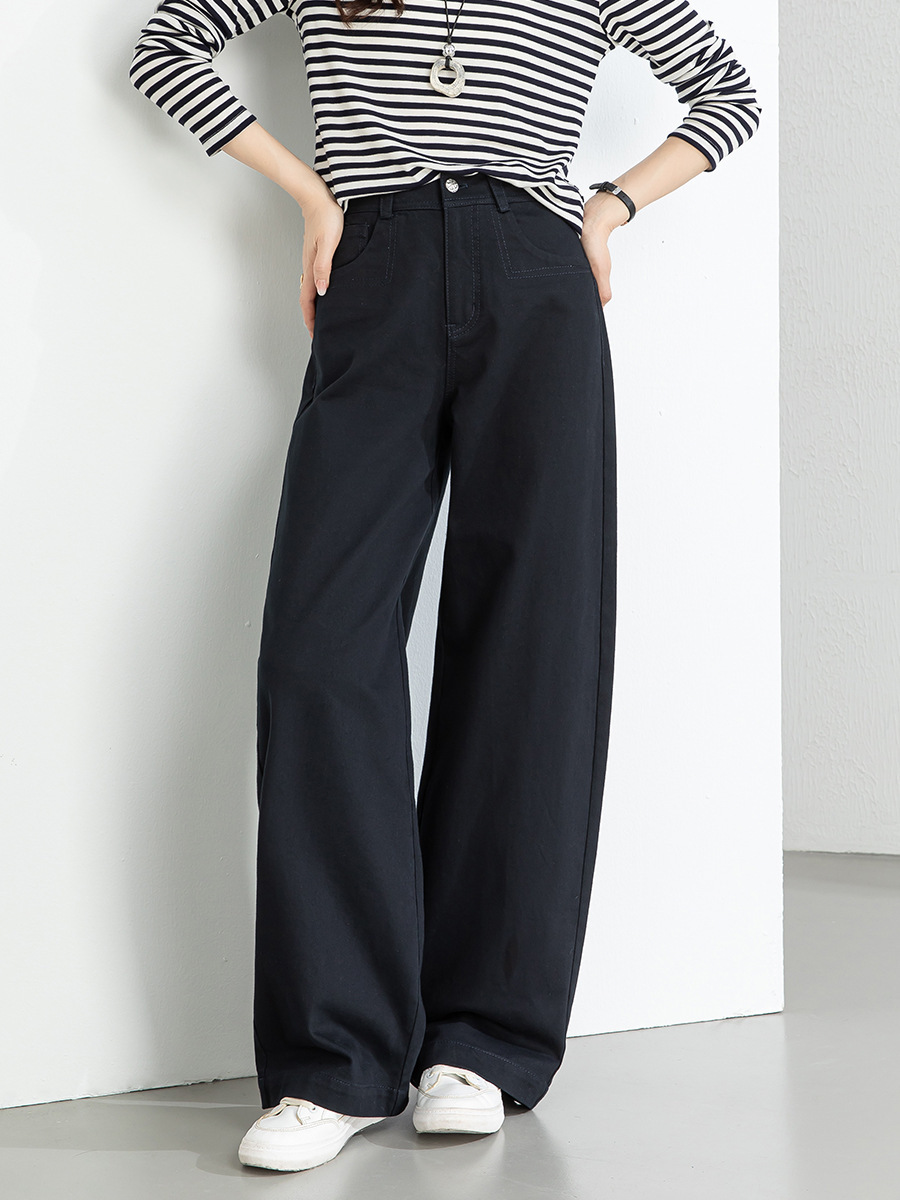 女春美式高腰直筒牛仔褲