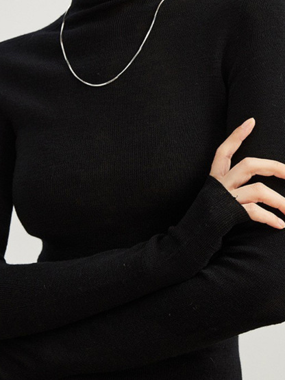 女士高領無縫揚子紗100羊毛衫