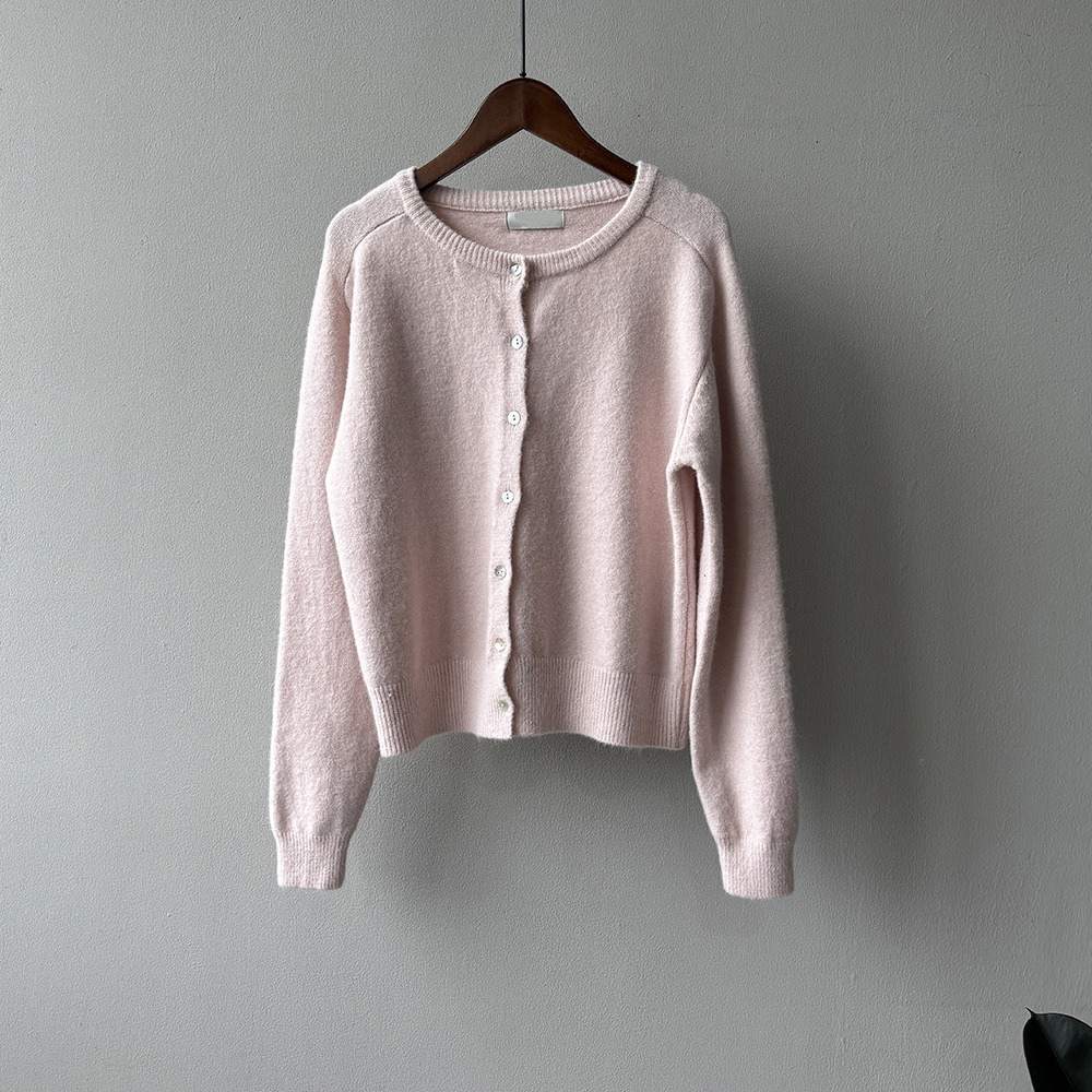 女士秋冬韓系多色圓領針織開衫