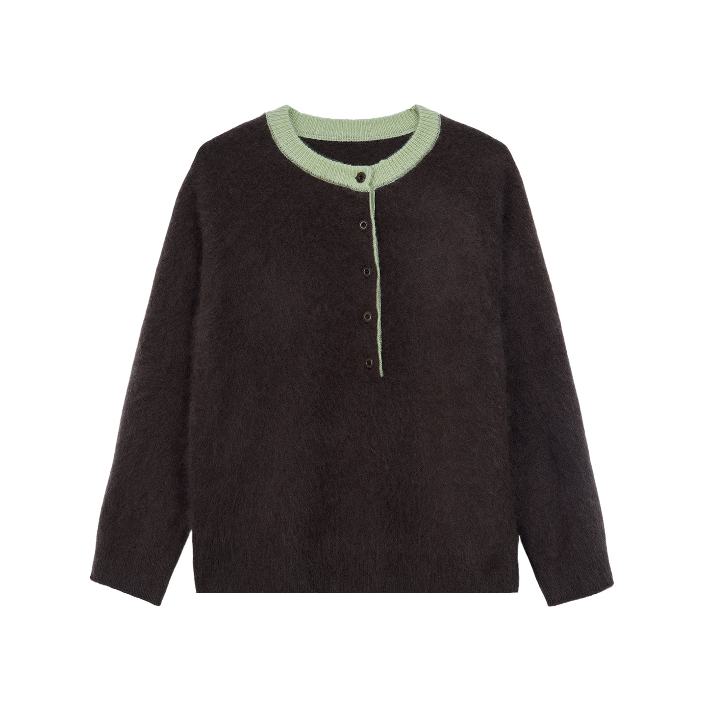 女士復古羊毛絨半開門襟毛衣